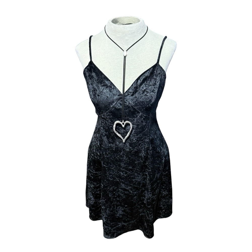 Steppin' Out Vtg Y2K Velvet Burnout Maxi Witchy‎ Whimsigoth Black Dress Size 9